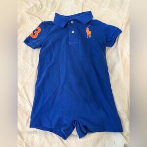 Ralph Lauren Kids Polo Romper in Blue and Orange